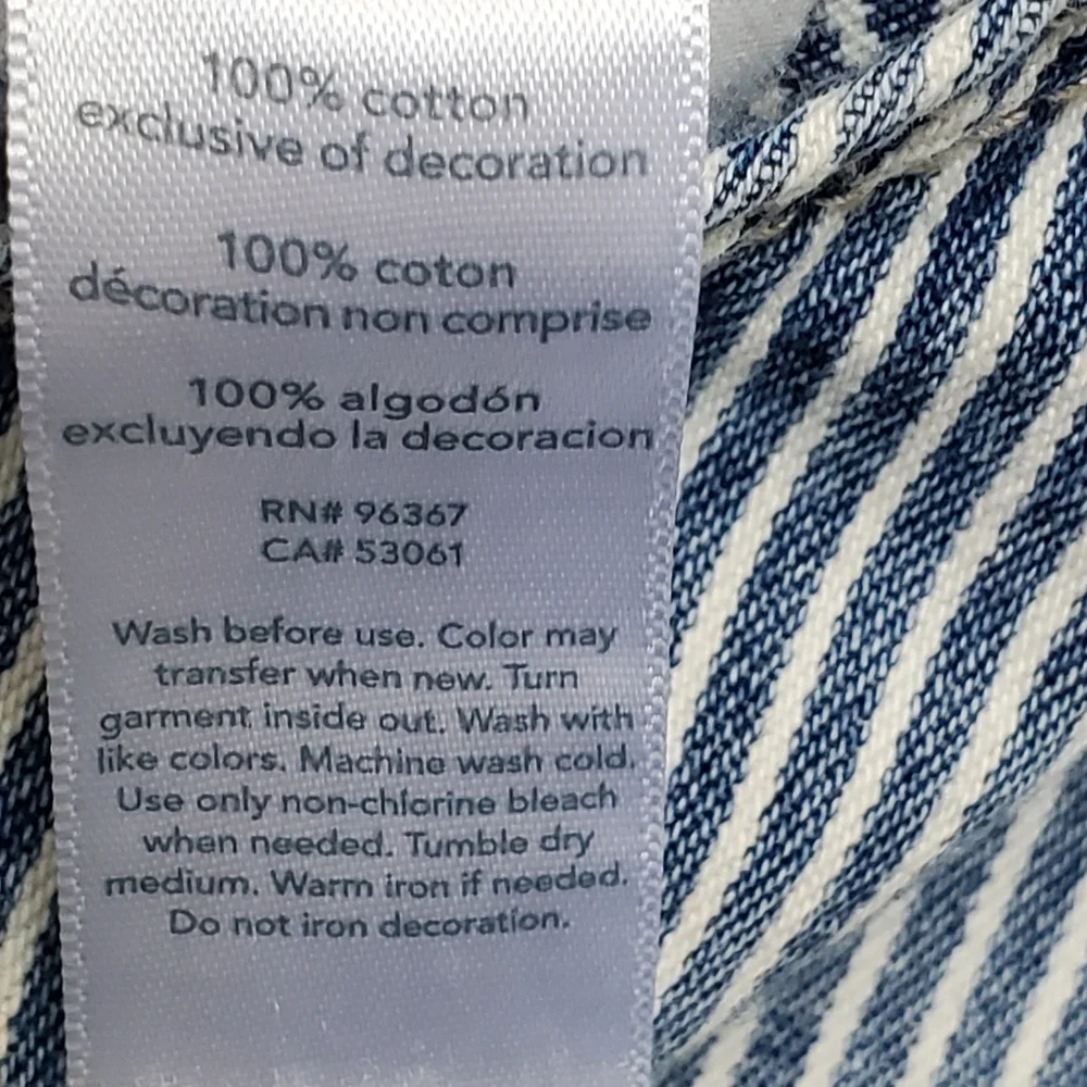 OshKosh B'gosh Railroad Stripes Navy White 100% Cotton Overalls Size 4T